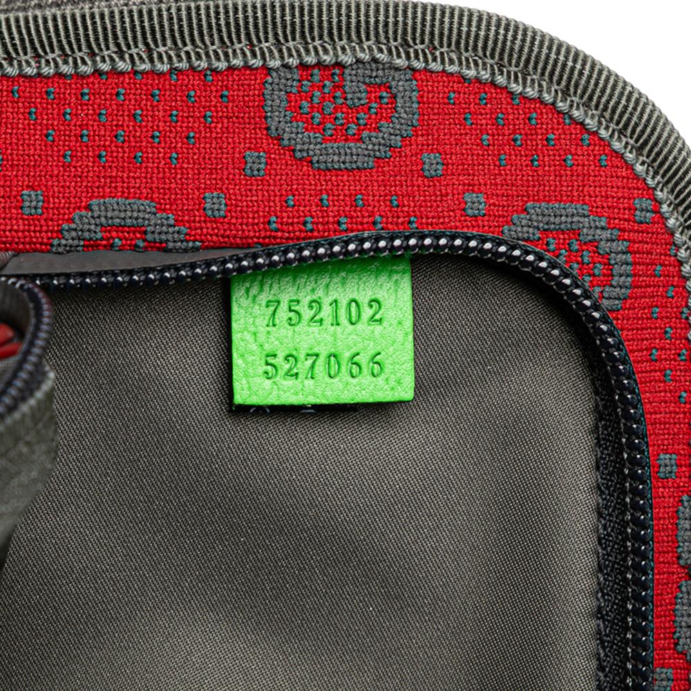 Gucci AB Gucci Red Nylon Fabric GG and Rubber Belt Bag Italy