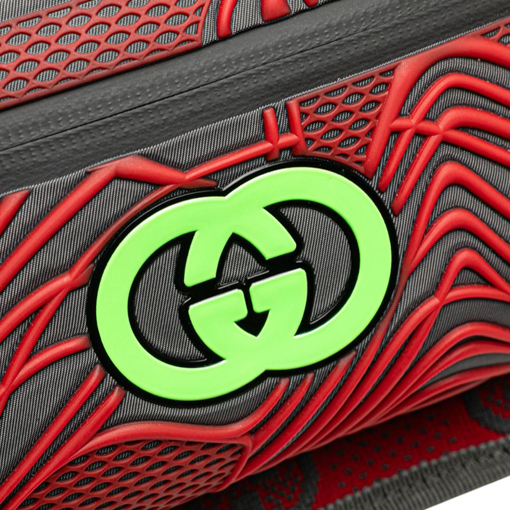 Gucci AB Gucci Red Nylon Fabric GG and Rubber Belt Bag Italy