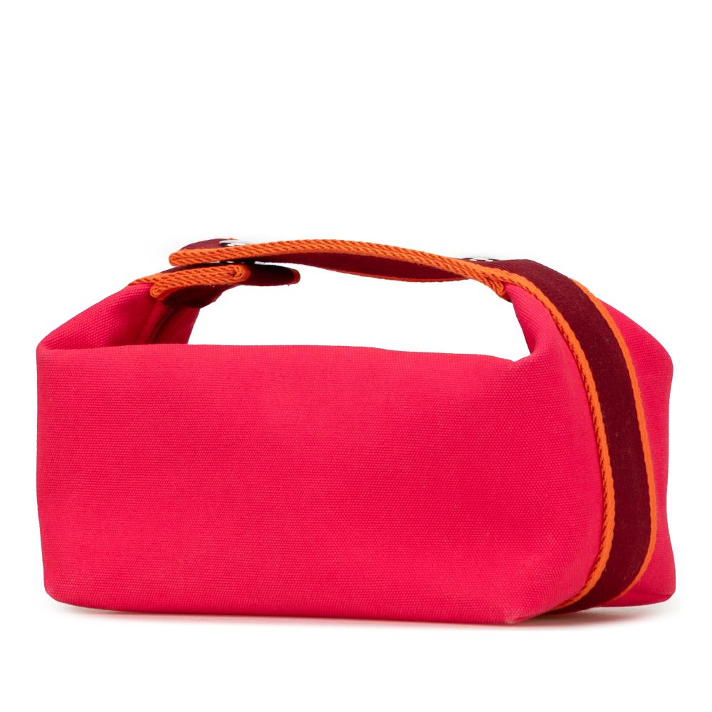 Hermès AB Hermès Pink Hot Pink with Red Dark Red Canvas Fabric Small Toile Bride A Brac Case France
