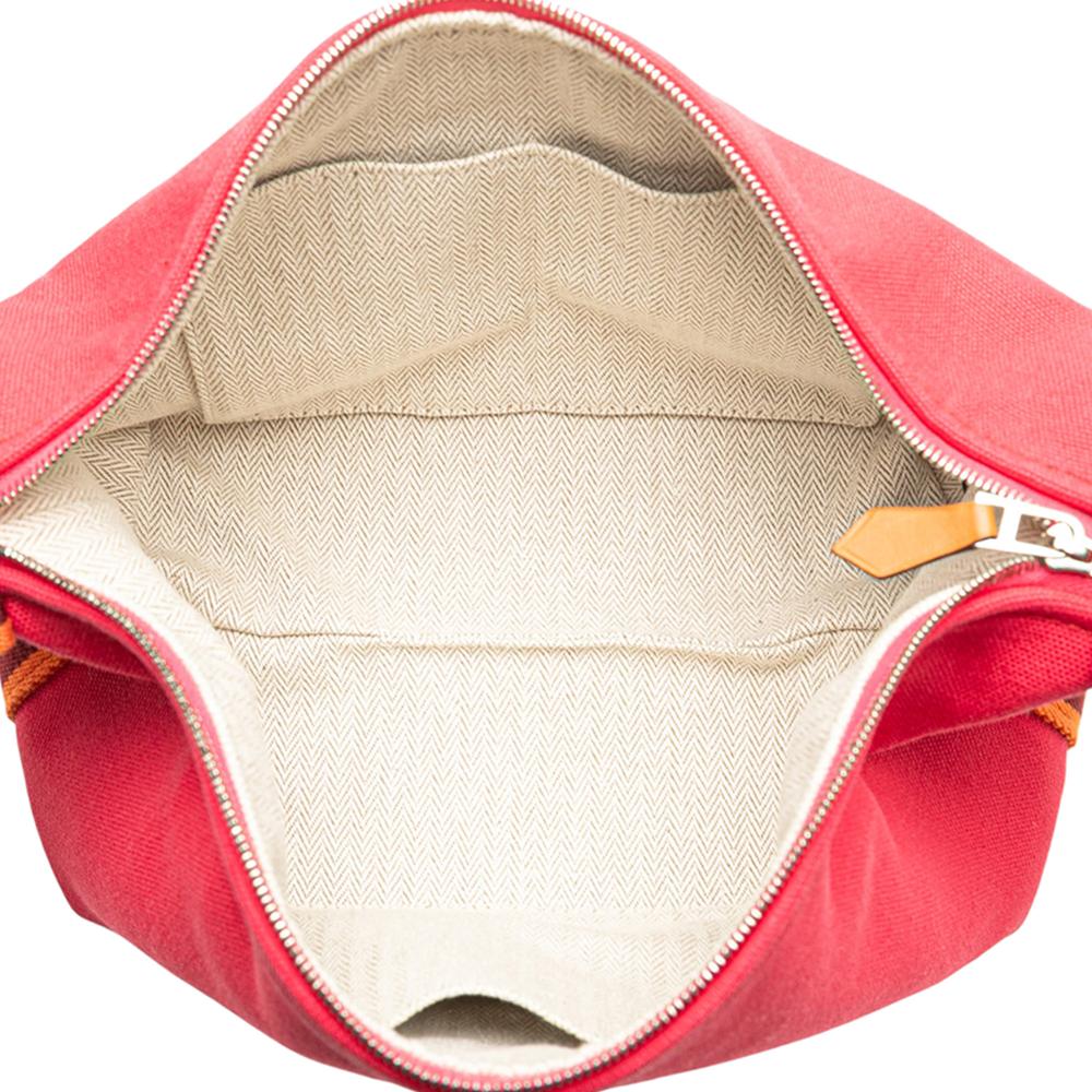 Hermès AB Hermès Pink Hot Pink with Red Dark Red Canvas Fabric Small Toile Bride A Brac Case France