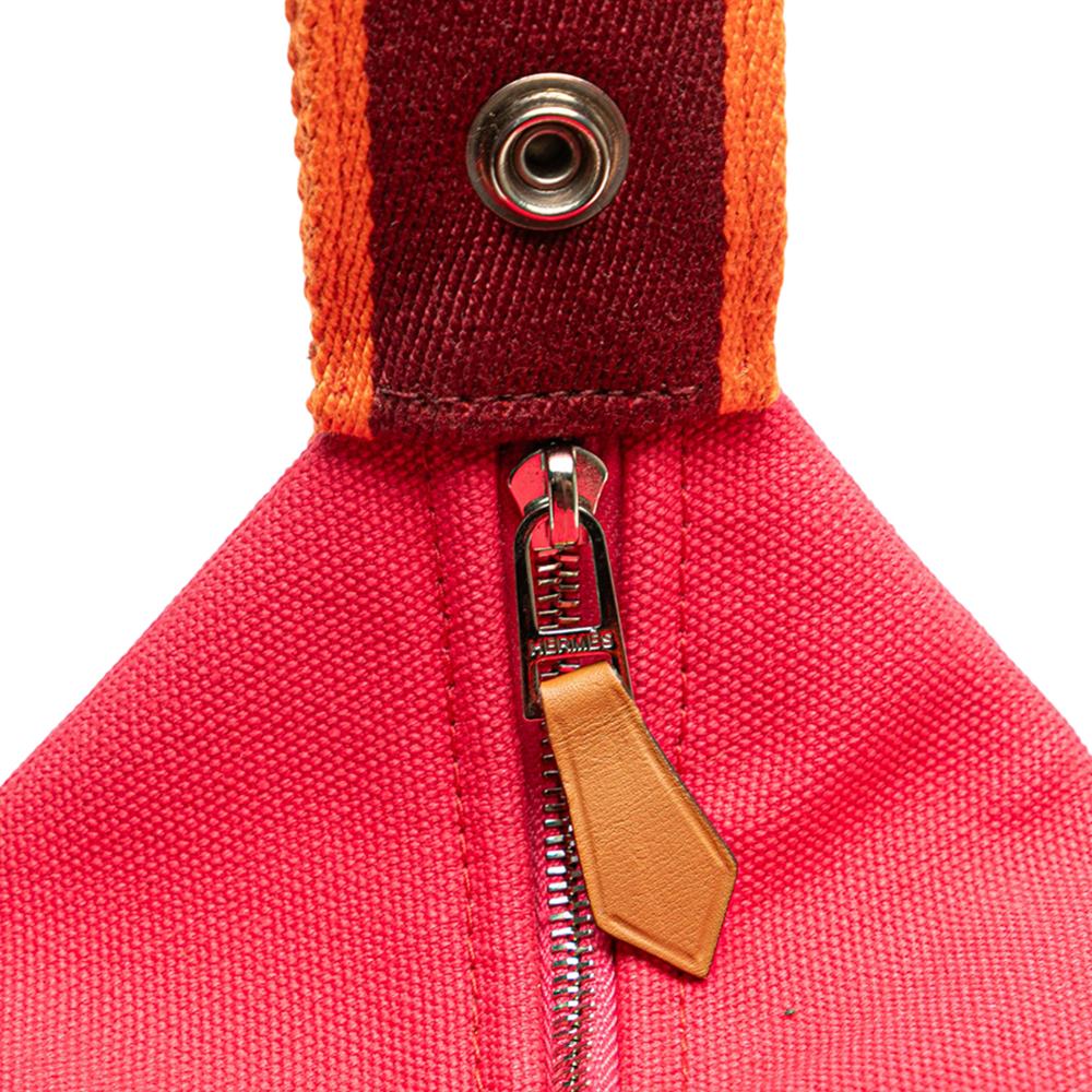 Hermès AB Hermès Pink Hot Pink with Red Dark Red Canvas Fabric Small Toile Bride A Brac Case France