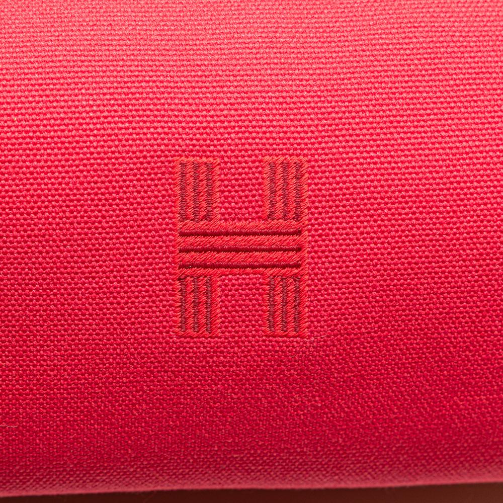 Hermès AB Hermès Pink Hot Pink with Red Dark Red Canvas Fabric Small Toile Bride A Brac Case France