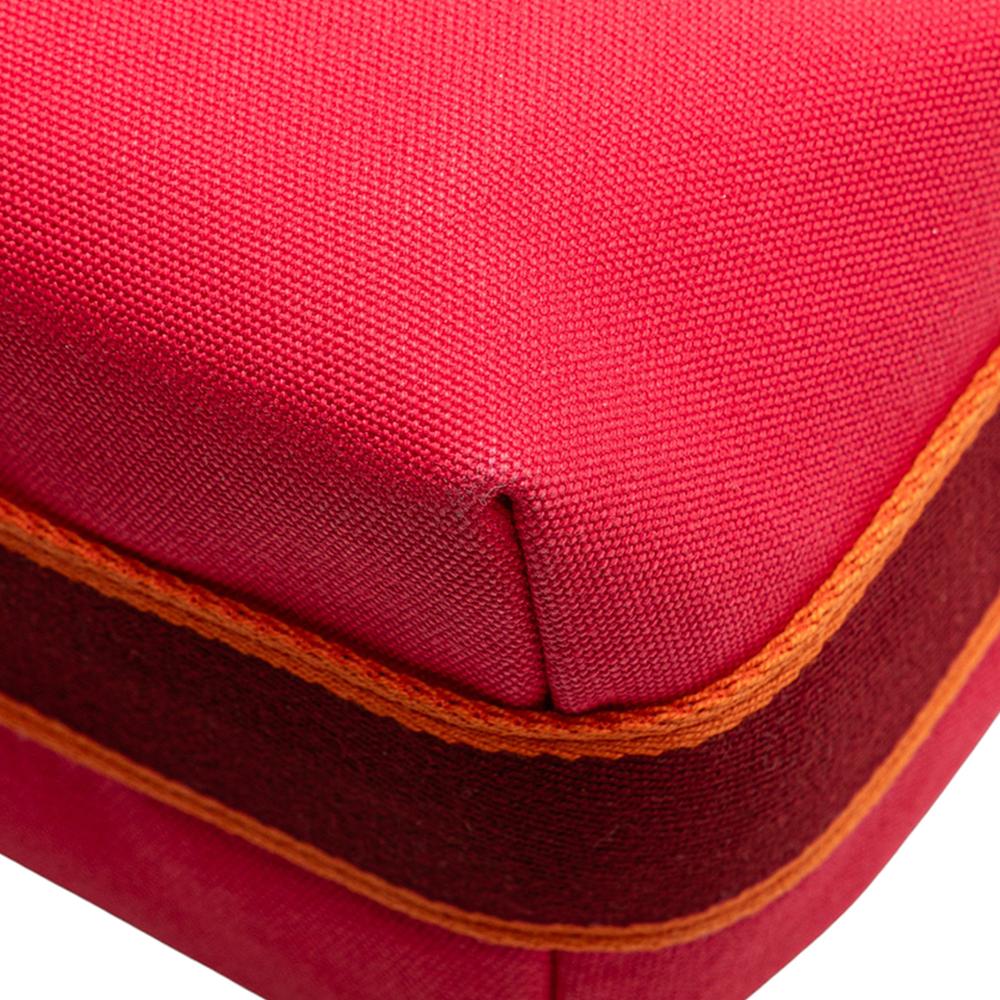 Hermès AB Hermès Pink Hot Pink with Red Dark Red Canvas Fabric Small Toile Bride A Brac Case France