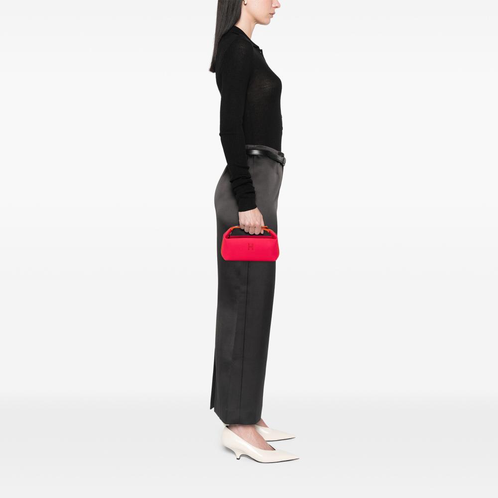 Hermès AB Hermès Pink Hot Pink with Red Dark Red Canvas Fabric Small Toile Bride A Brac Case France