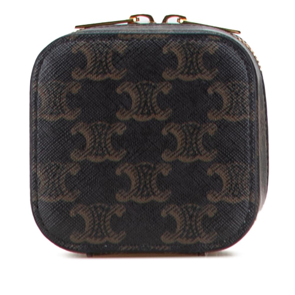 Celine AB Celine Brown Dark Brown Coated Canvas Fabric Mini Triomphe Vanity Case Italy