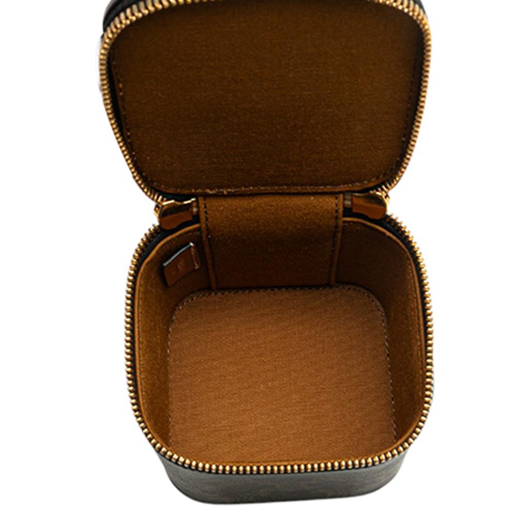 Celine AB Celine Brown Dark Brown Coated Canvas Fabric Mini Triomphe Vanity Case Italy