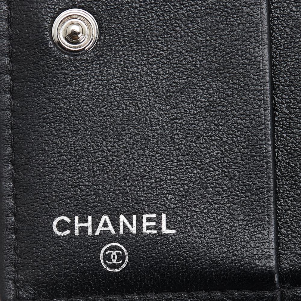 Chanel AB Chanel Black Lambskin Leather Leather CC Quilted Lambskin Compact Bifold Wallet Spain