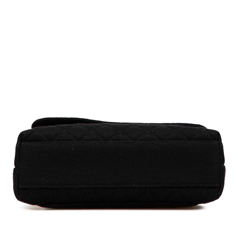 Chanel AB Chanel Black Cotton Fabric CC Quilted Jersey Kelly Top Handle Bag France