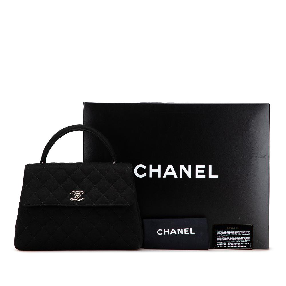 Chanel AB Chanel Black Cotton Fabric CC Quilted Jersey Kelly Top Handle Bag France