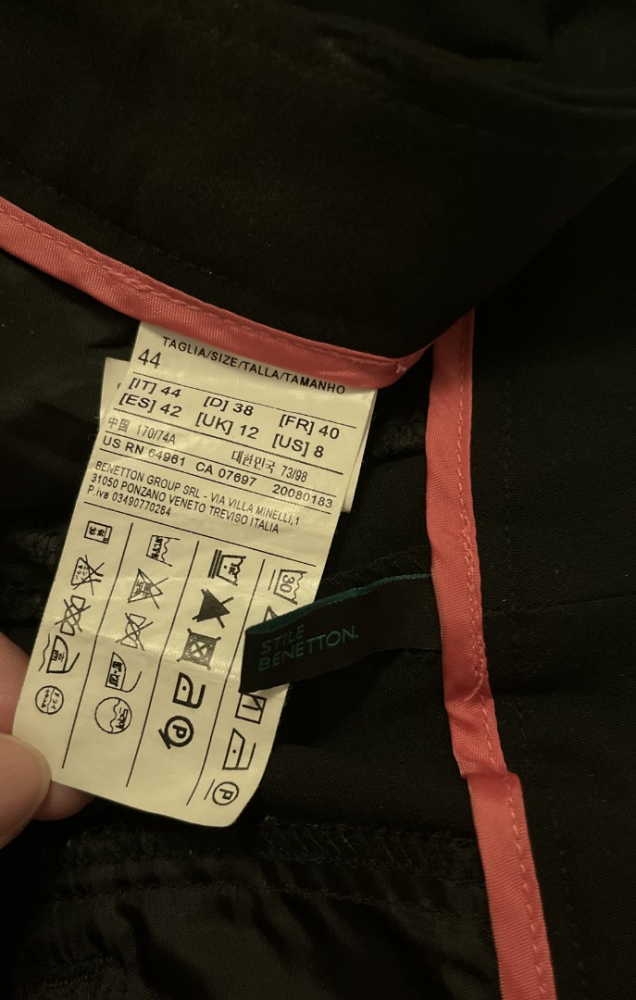 Benetton Black straight trousers