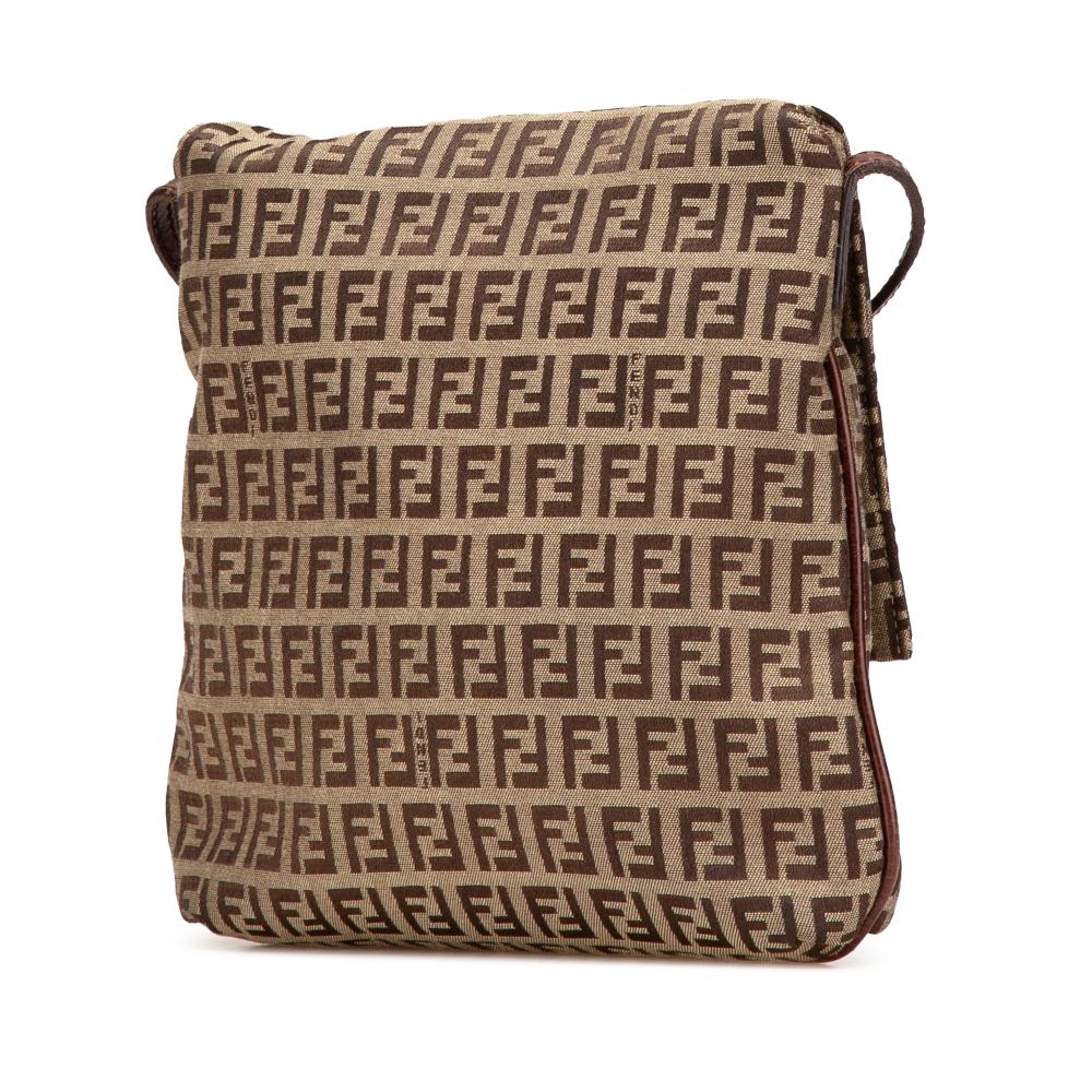 Fendi B Fendi Brown Beige Canvas Fabric Zucchino Crossbody Italy