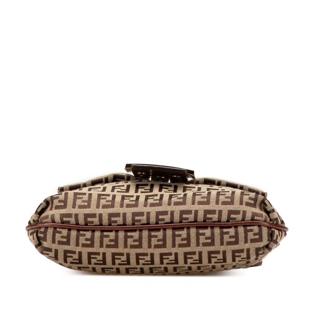 Fendi B Fendi Brown Beige Canvas Fabric Zucchino Crossbody Italy