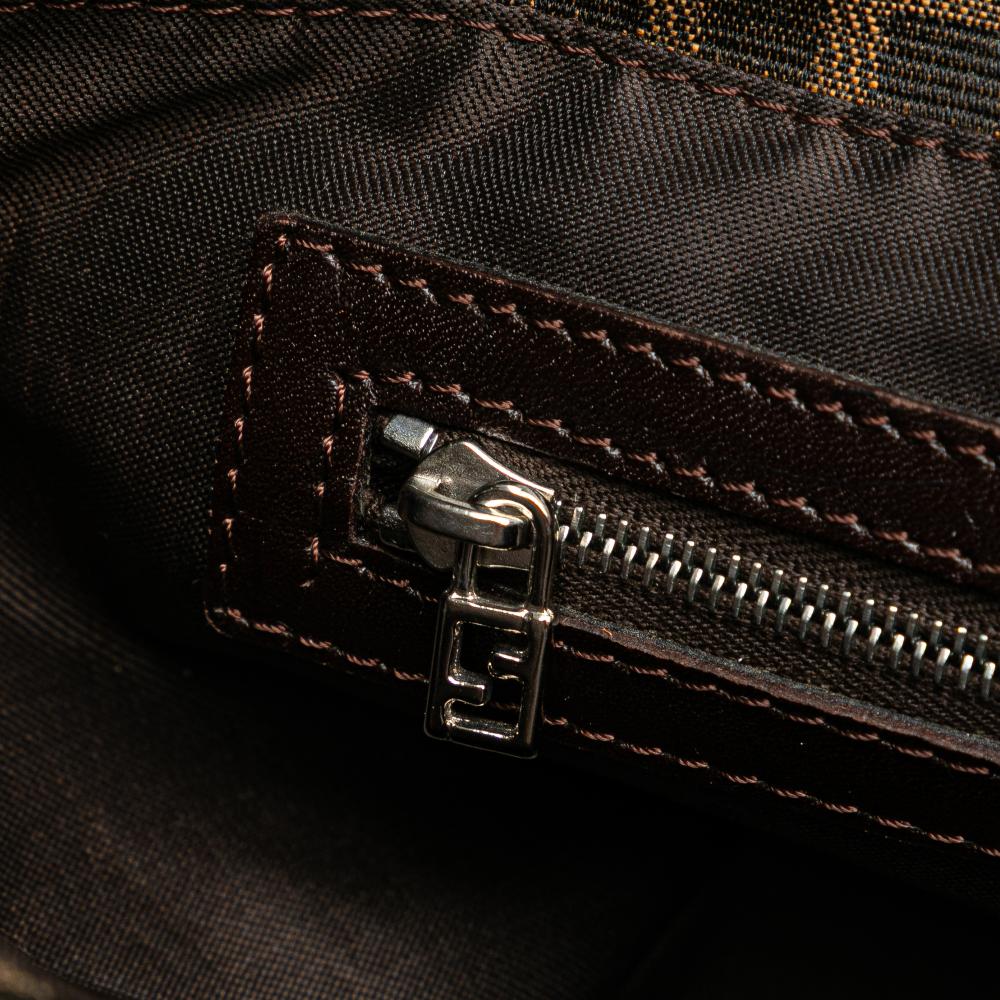 Fendi B Fendi Brown Canvas Fabric Small Zucca Twins Tote Italy