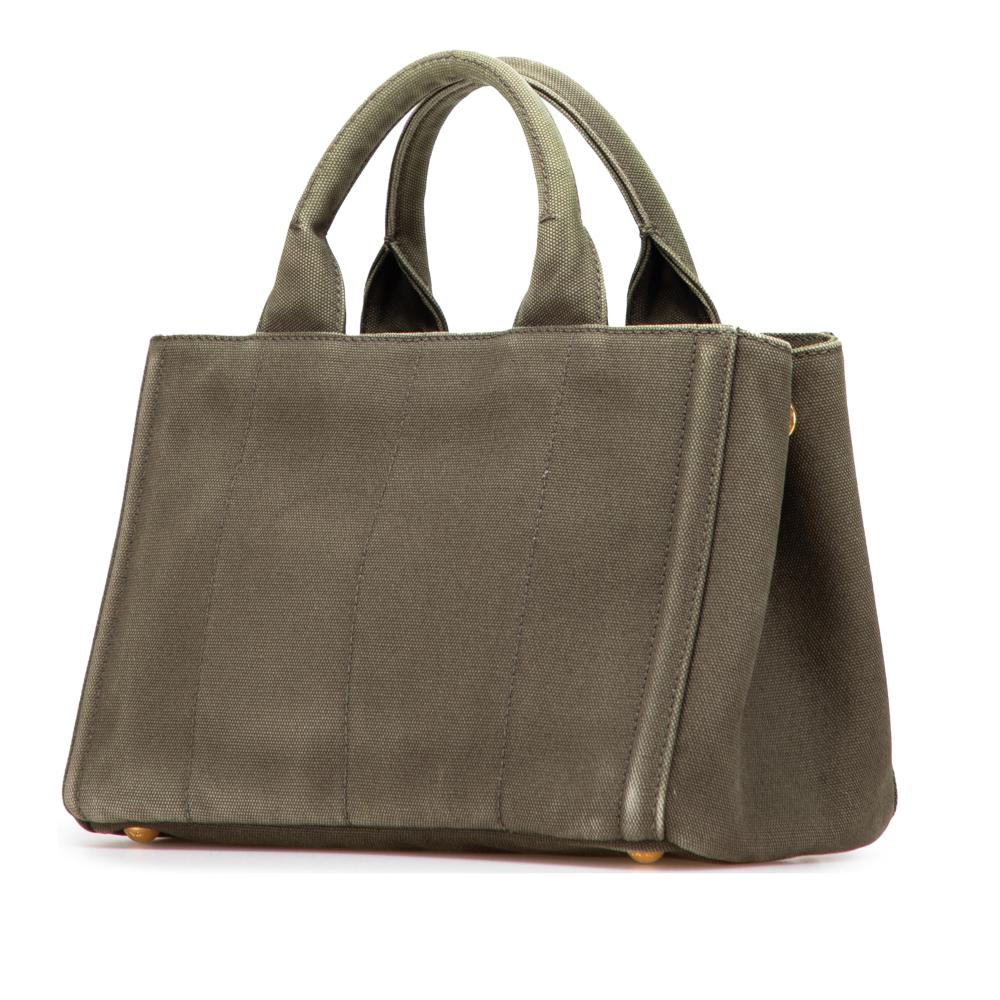 Prada B Prada Brown Dark Khaki Canvas Fabric Small Canapa Bijoux Satchel Italy