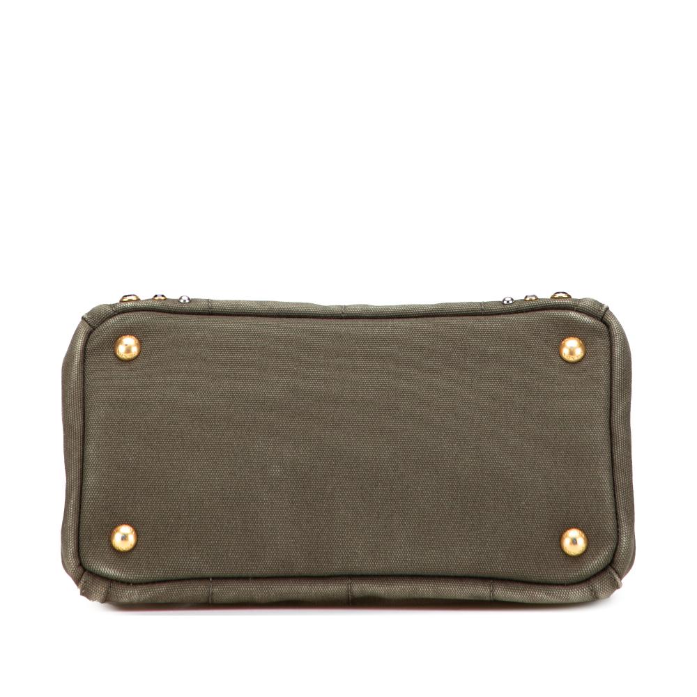 Prada B Prada Brown Dark Khaki Canvas Fabric Small Canapa Bijoux Satchel Italy