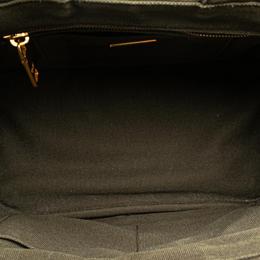 Prada B Prada Brown Dark Khaki Canvas Fabric Small Canapa Bijoux Satchel Italy