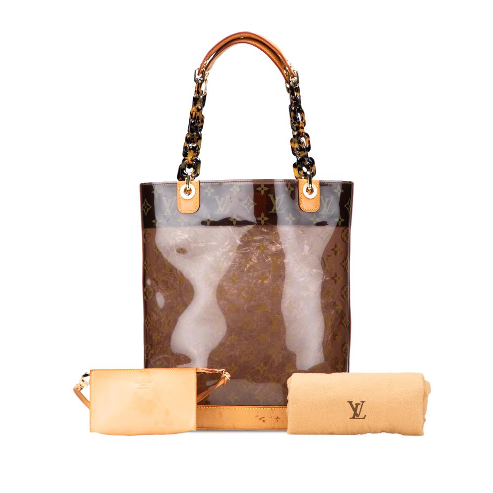 Louis Vuitton B Louis Vuitton Brown PVC Plastic Monogram Cabas Sac Ambre MM Spain