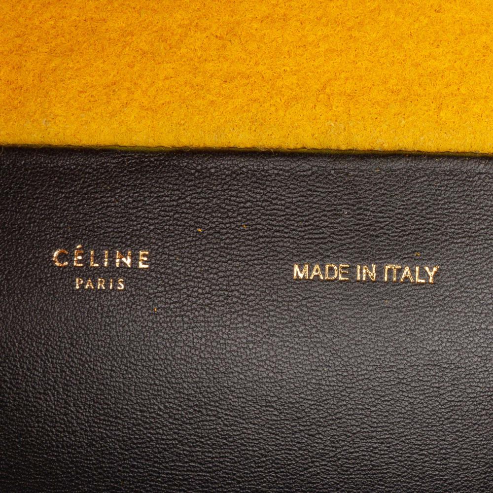 Celine B Celine Orange Light Orange Calf Leather Small Bicolor Suede and skin Vertical Cabas Tote Italy