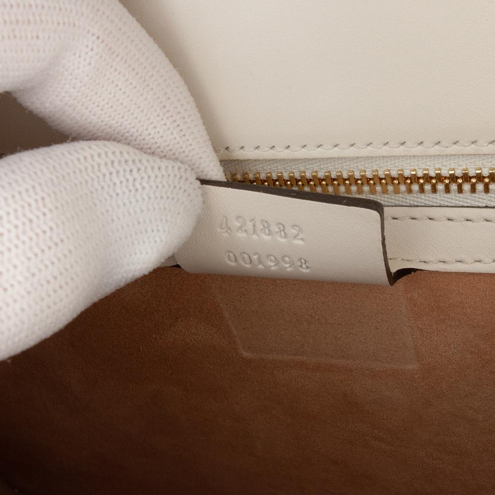 Gucci B Gucci White Calf Leather Small Floral Embroidered Sylvie Satchel Italy