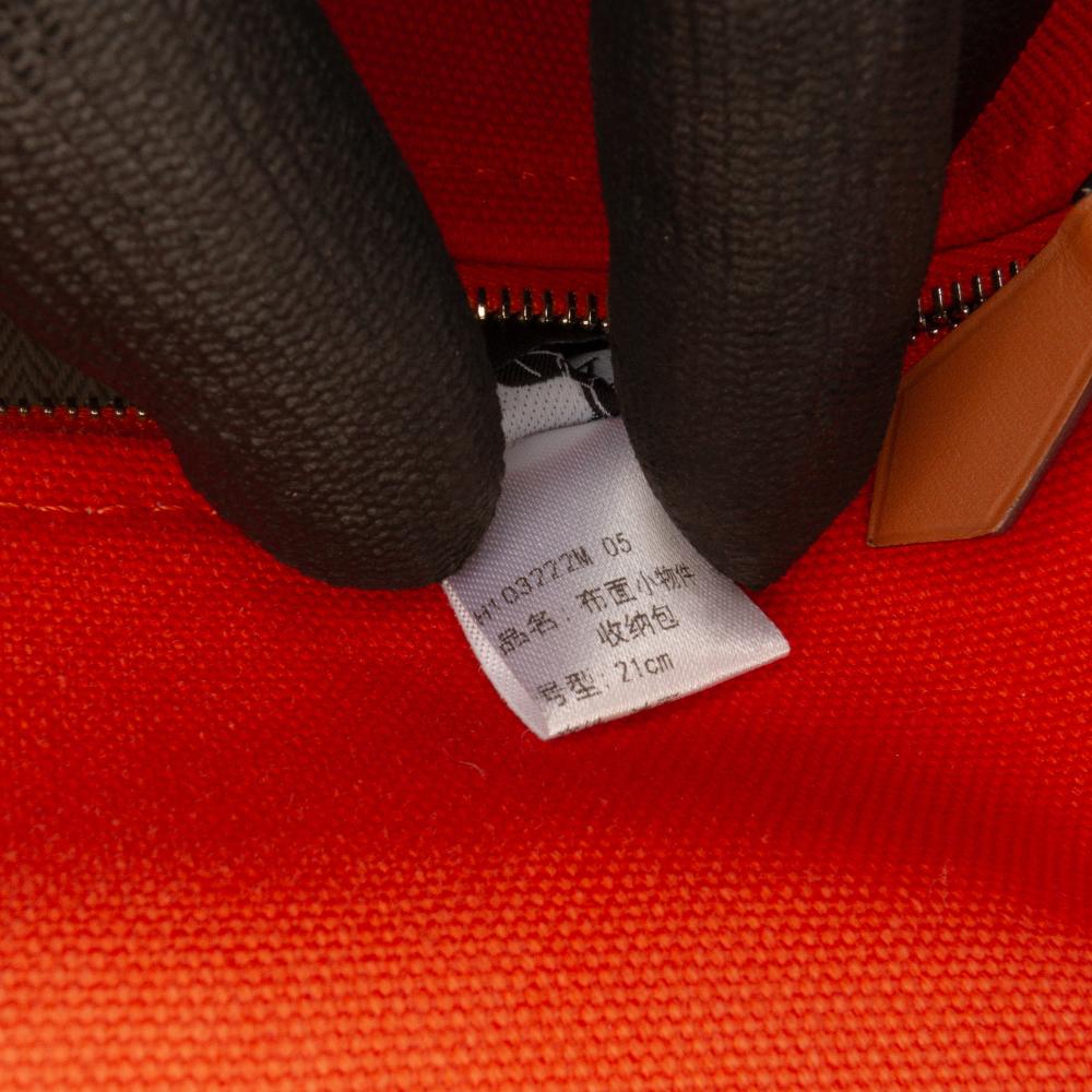 Hermès AB Hermès Orange Dark Orange with Red Dark Red Canvas Fabric Small Toile Bride A Brac Case France