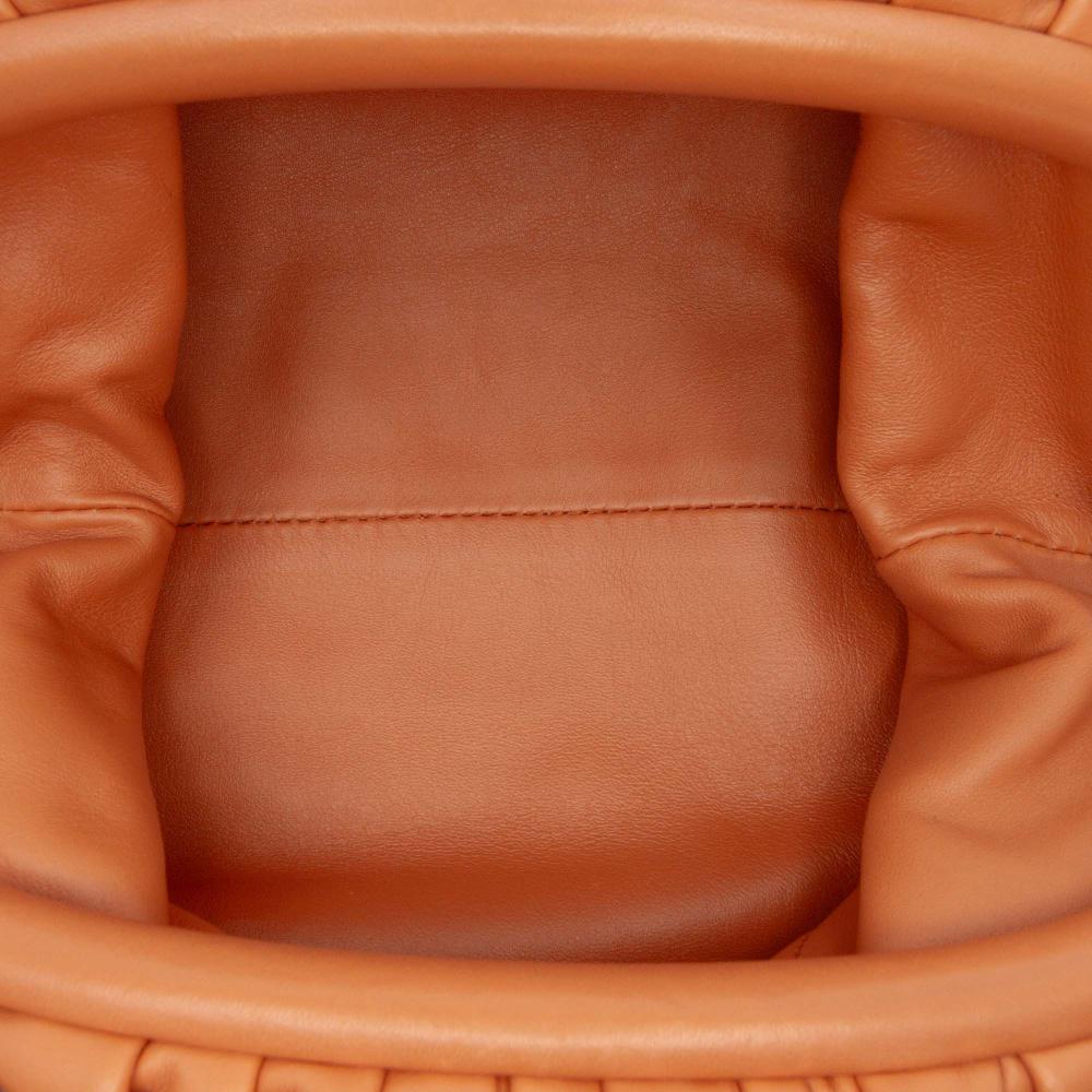 Bottega Veneta AB Bottega Veneta Brown Lambskin Leather Leather Lambskin The Mini Pouch Crossbody Italy