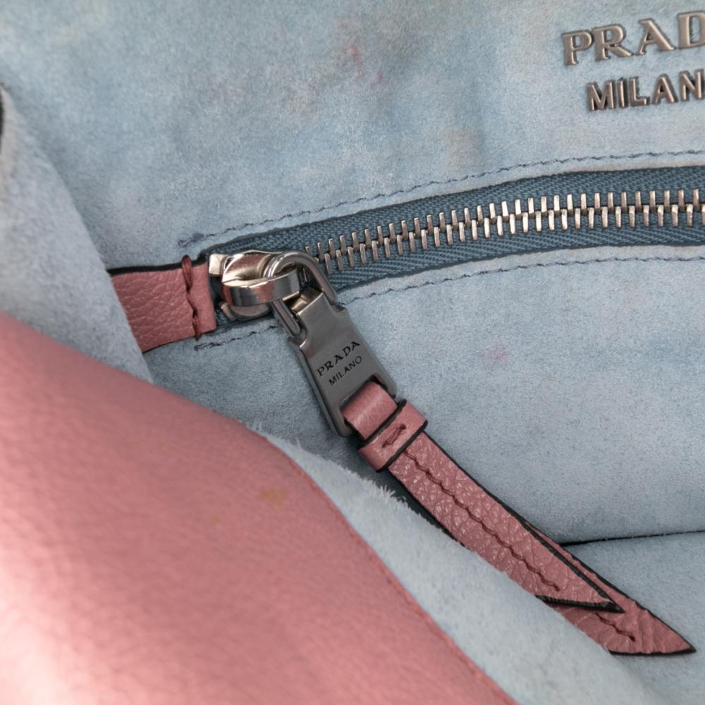 Prada AB Prada Pink Calf Leather Glace Studded Etiquette Flap Crossbody Italy
