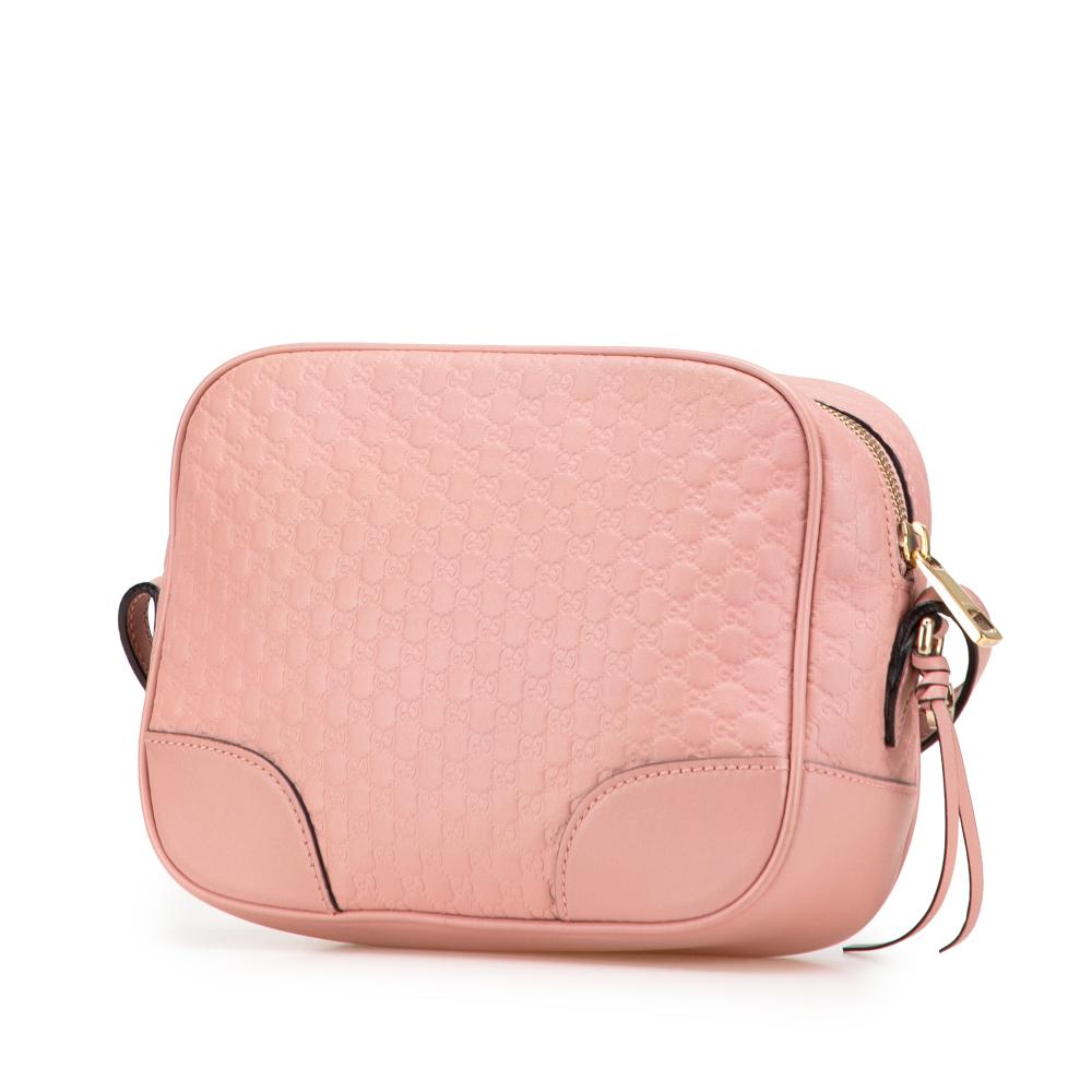 Gucci B Gucci Pink Light Pink Calf Leather Microguccissima Bree Crossbody Italy