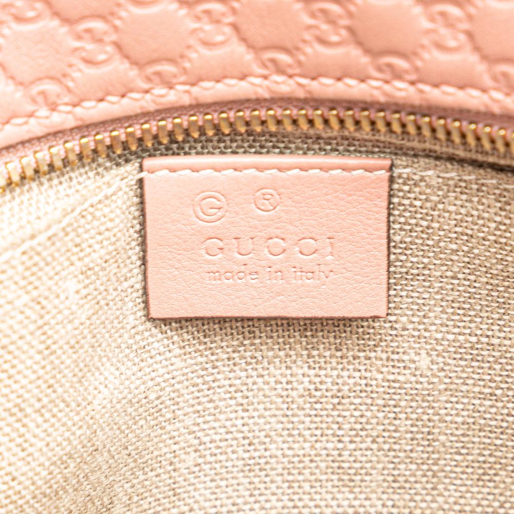 Gucci B Gucci Pink Light Pink Calf Leather Microguccissima Bree Crossbody Italy
