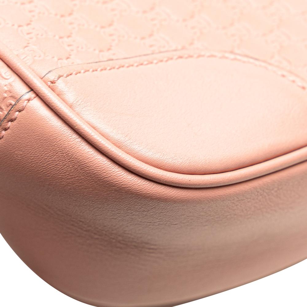 Gucci B Gucci Pink Light Pink Calf Leather Microguccissima Bree Crossbody Italy