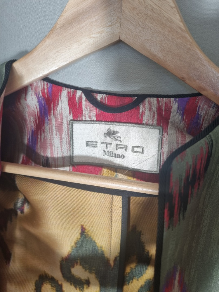 Etro ikat print jaket in sage
