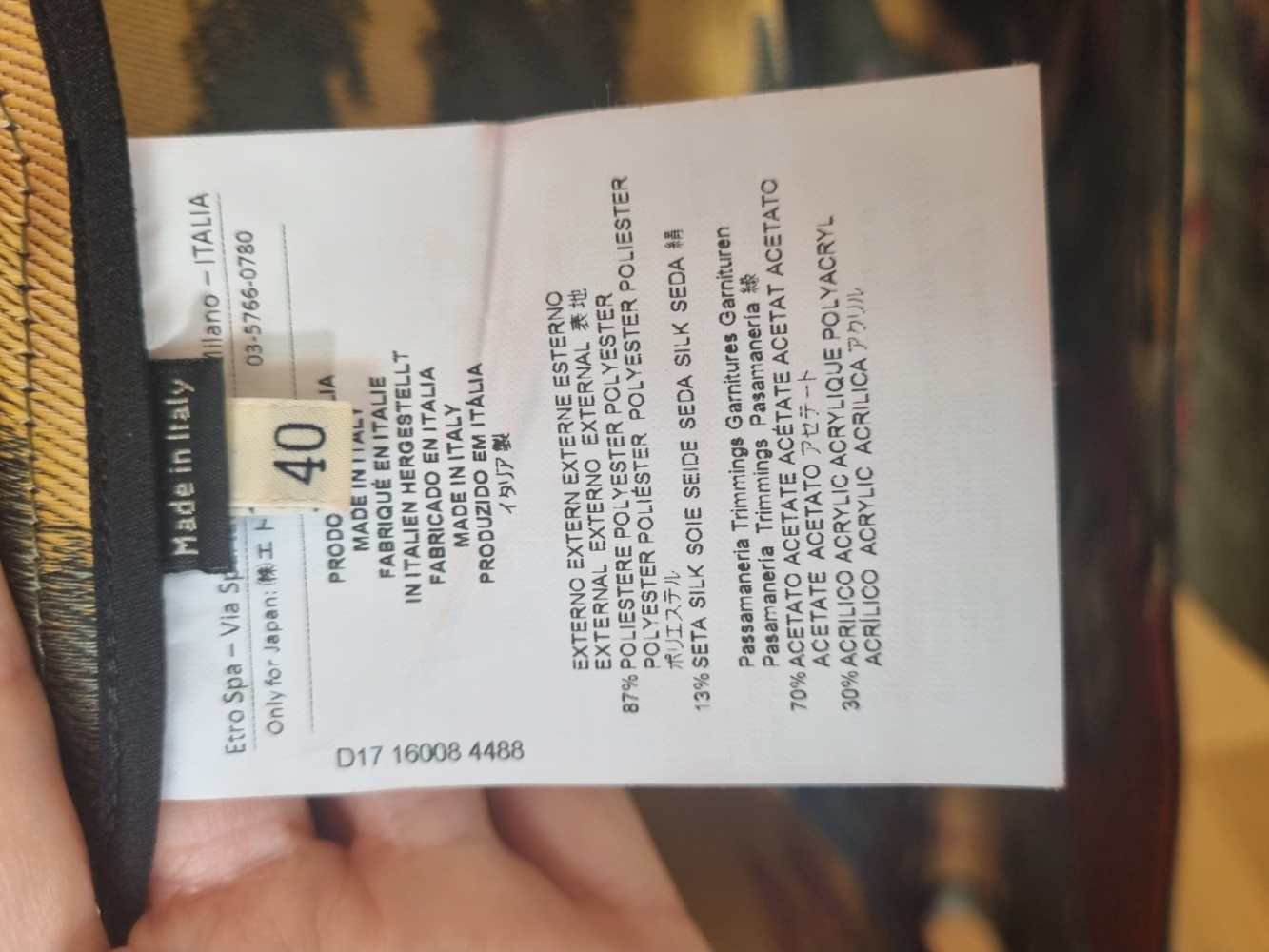 Etro ikat print jaket in sage