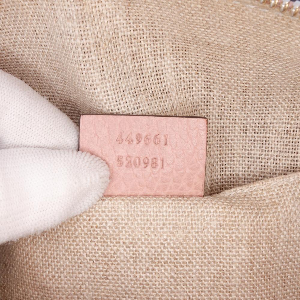 Gucci B Gucci Pink Calf Leather Mini GG Charm Dome Satchel Italy