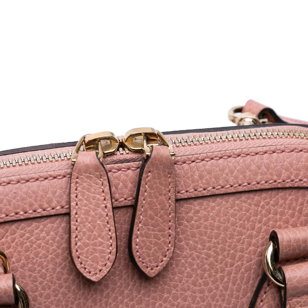 Gucci B Gucci Pink Calf Leather Mini GG Charm Dome Satchel Italy