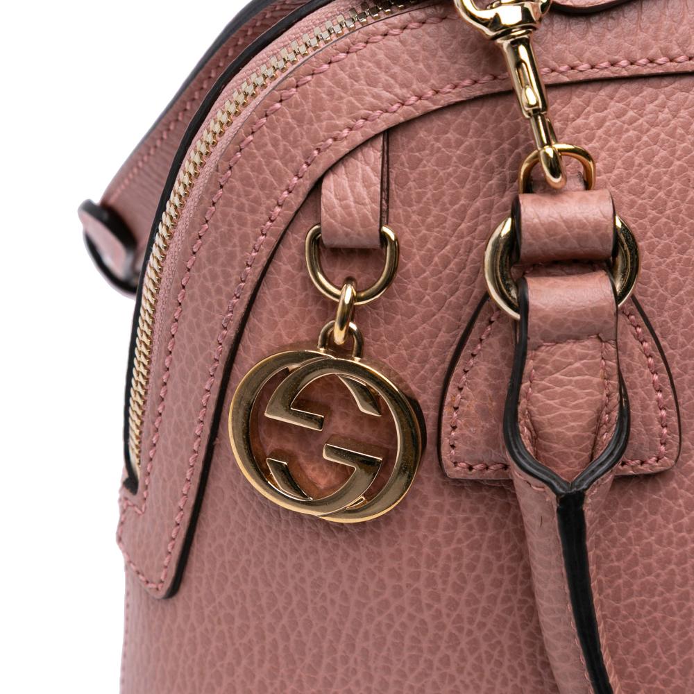 Gucci B Gucci Pink Calf Leather Mini GG Charm Dome Satchel Italy