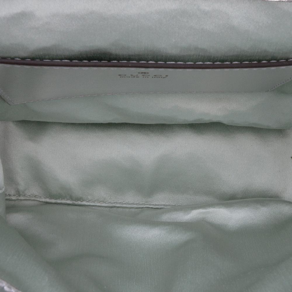 Gucci AB Gucci Green Light Green Calf Leather Mini GG Marmont Matelasse Iridescent Flap Crossbody Italy