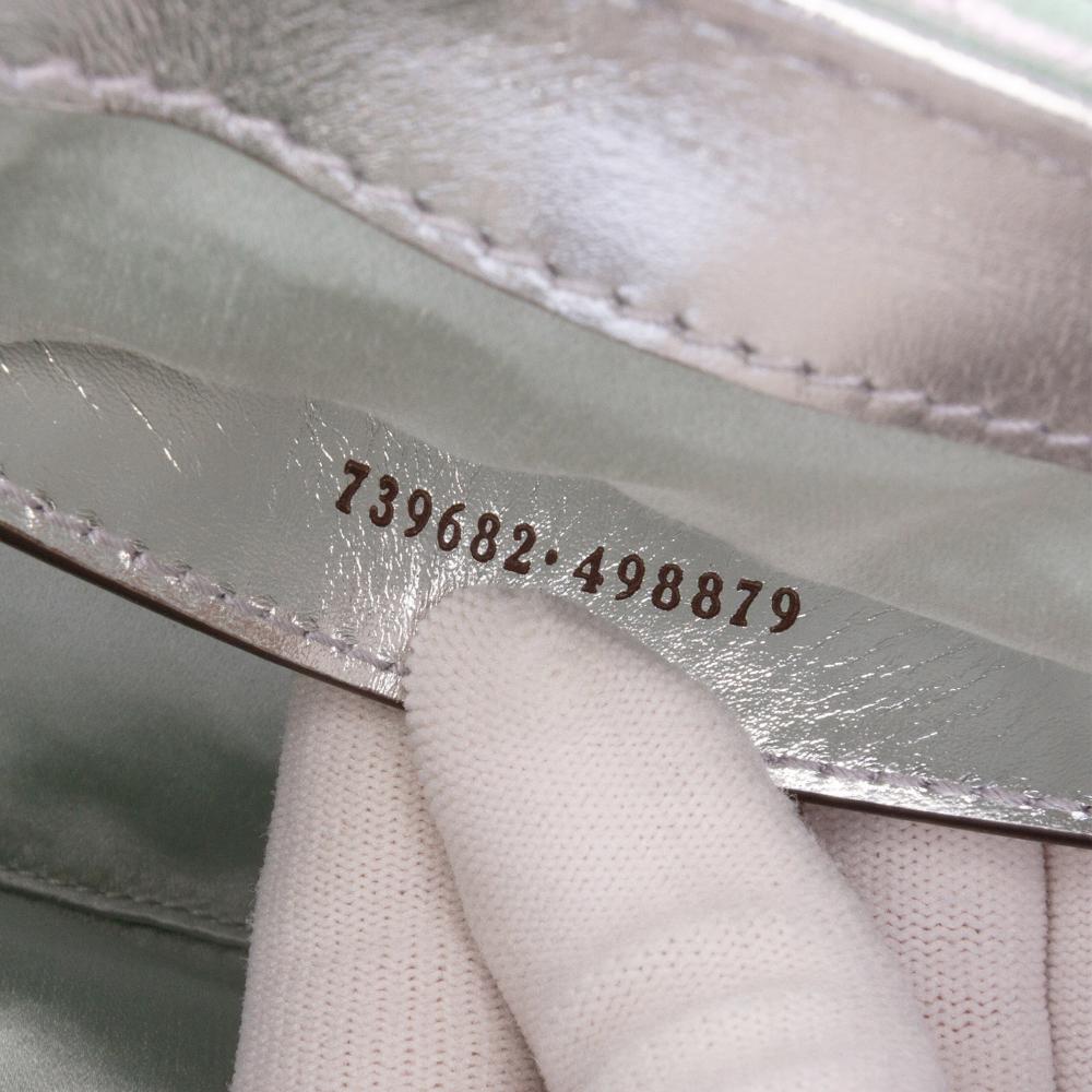 Gucci AB Gucci Green Light Green Calf Leather Mini GG Marmont Matelasse Iridescent Flap Crossbody Italy