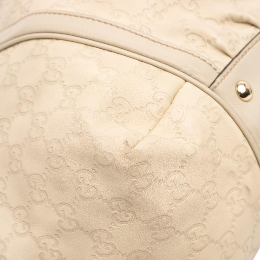 Gucci B Gucci Brown Light Beige Calf Leather Guccissima Bamboo Dialux Tote Italy