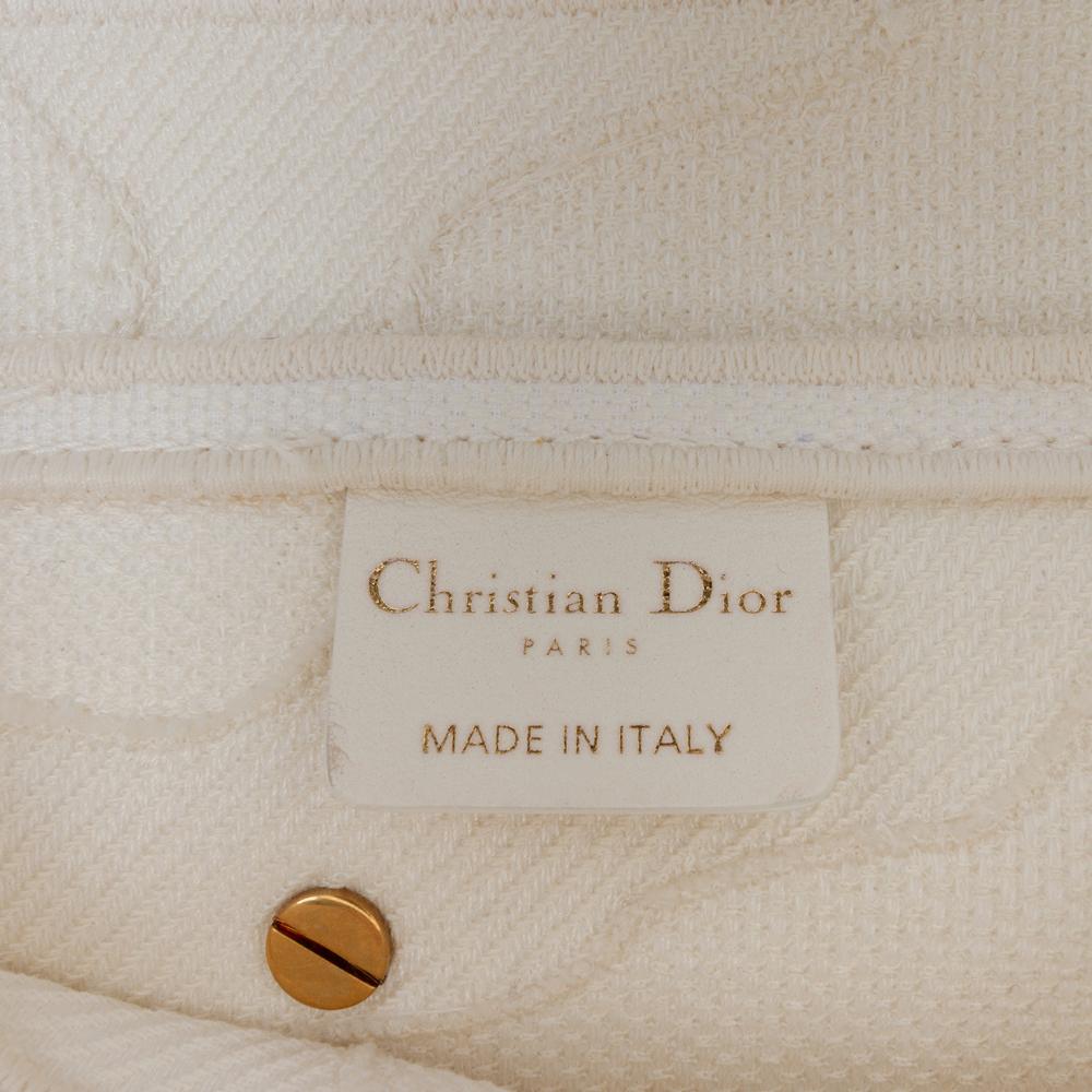 Christian Dior B Dior White Pearl Canvas Fabric Mini Embroidered Camouflage Saddle Bag Italy