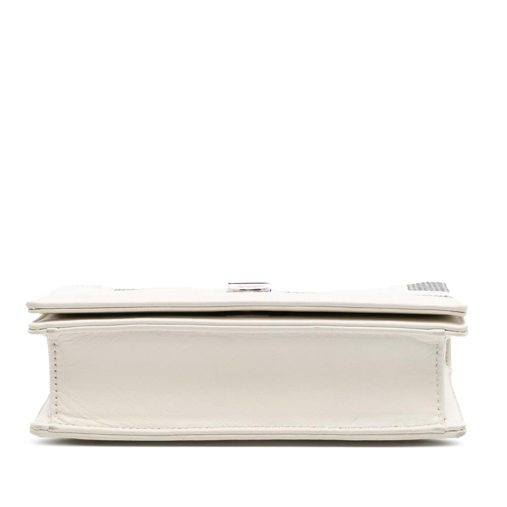 Christian Dior AB Dior White Calf Leather Small skin Diorama Sequin Flap Italy