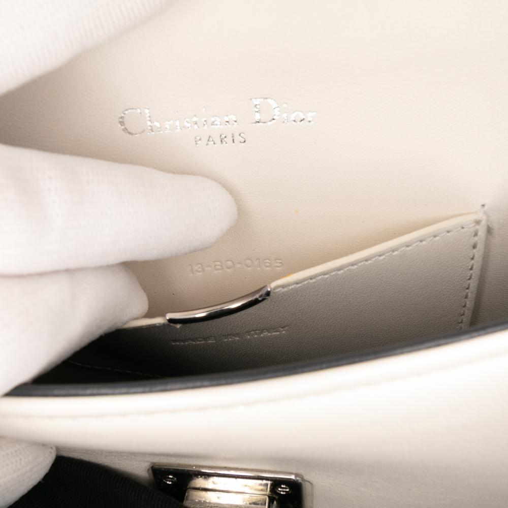 Christian Dior AB Dior White Calf Leather Small skin Diorama Sequin Flap Italy