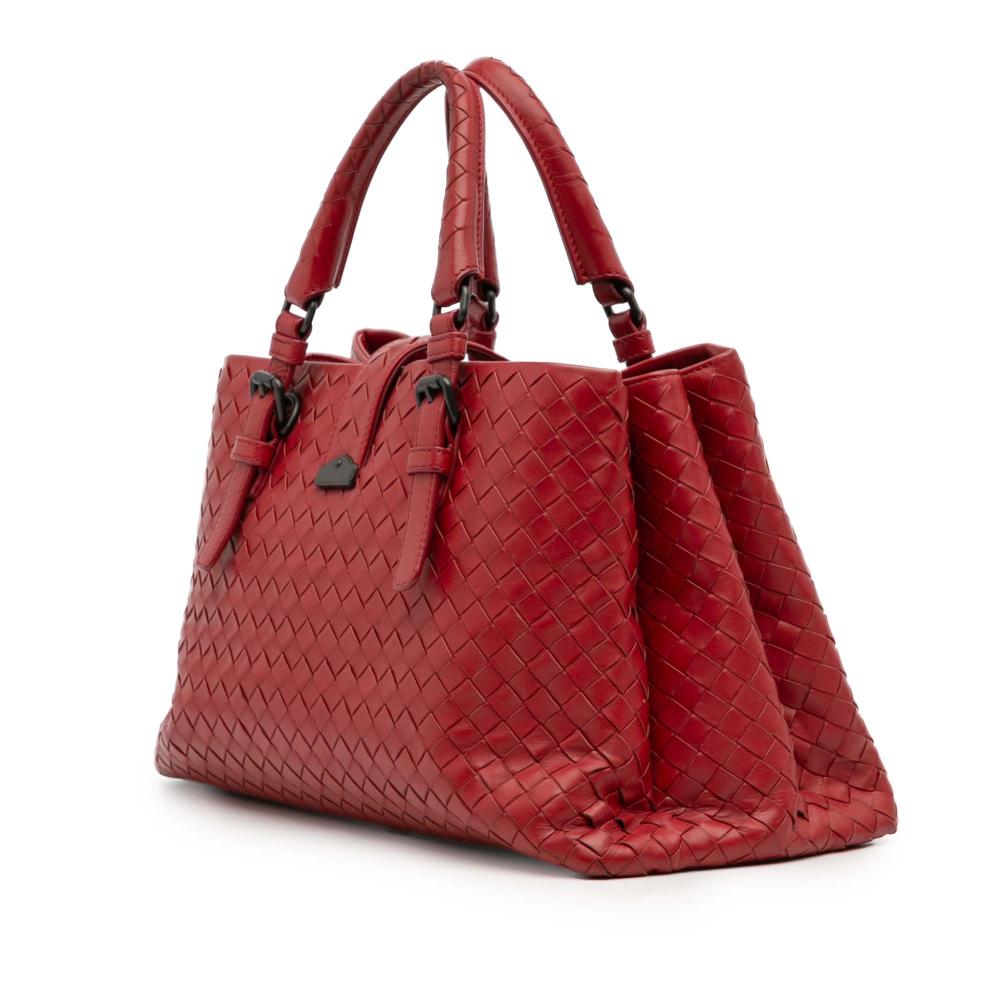 Bottega Veneta B Bottega Veneta Red Nappa Leather Leather Small Nappa Intrecciato Roma Satchel Italy