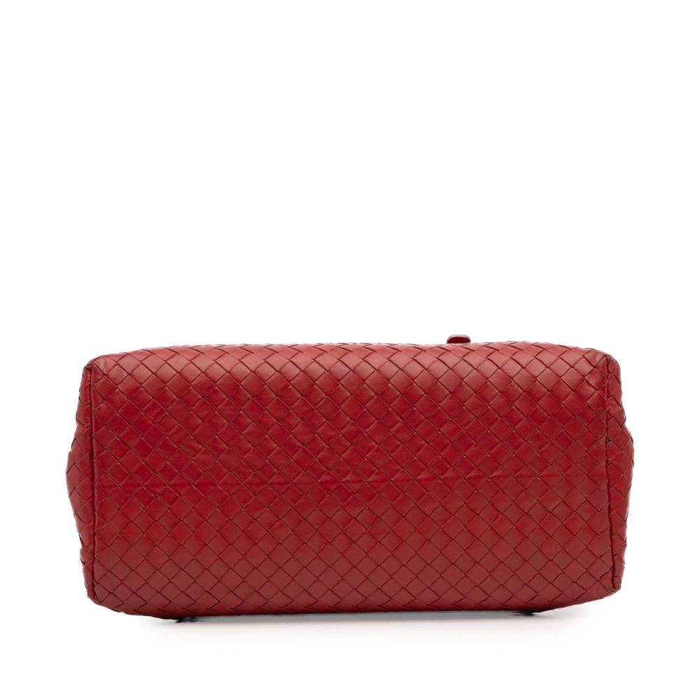 Bottega Veneta B Bottega Veneta Red Nappa Leather Leather Small Nappa Intrecciato Roma Satchel Italy