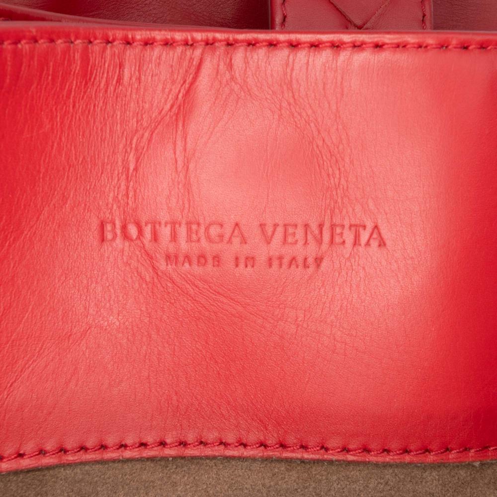 Bottega Veneta B Bottega Veneta Red Nappa Leather Leather Small Nappa Intrecciato Roma Satchel Italy