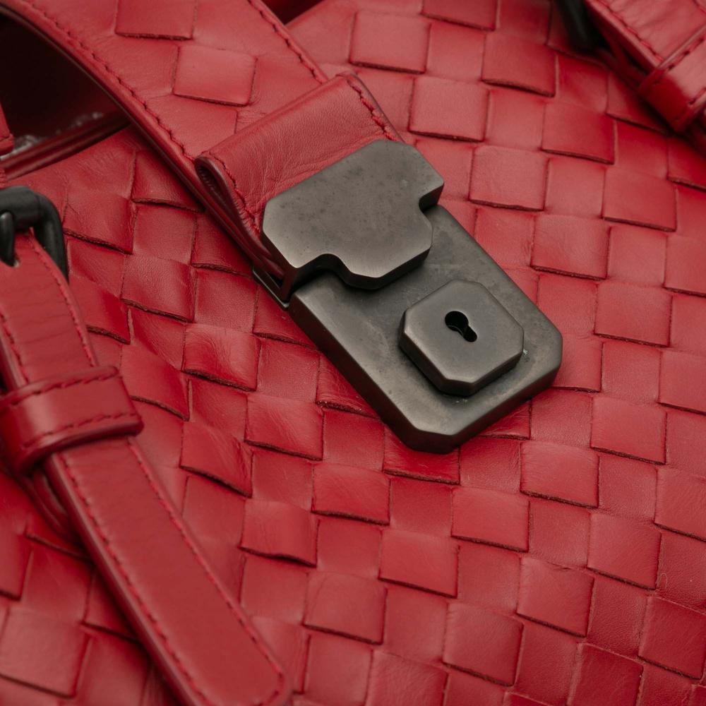 Bottega Veneta B Bottega Veneta Red Nappa Leather Leather Small Nappa Intrecciato Roma Satchel Italy