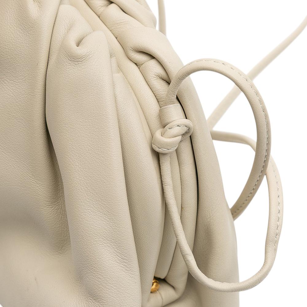 Bottega Veneta AB Bottega Veneta White Off White Lambskin Leather Leather Lambskin The Mini Pouch Crossbody Italy