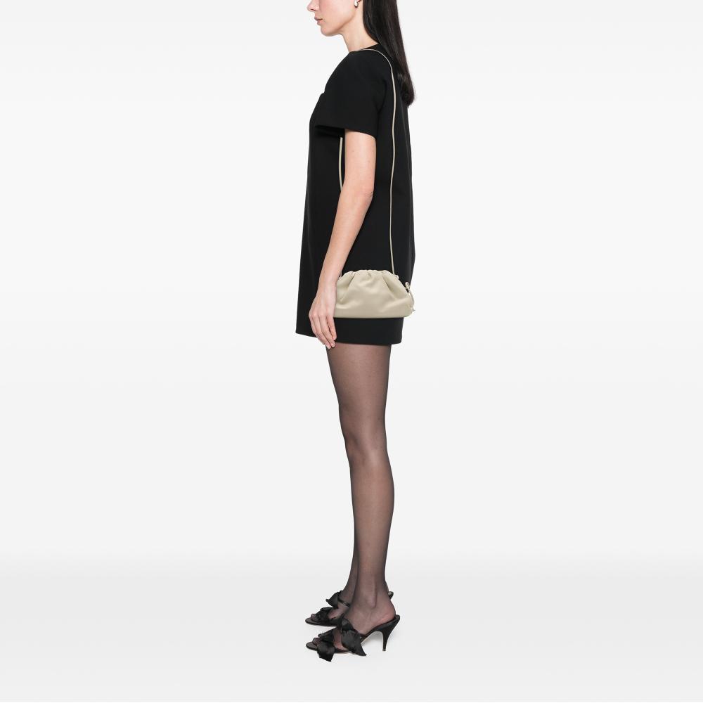 Bottega Veneta AB Bottega Veneta White Off White Lambskin Leather Leather Lambskin The Mini Pouch Crossbody Italy