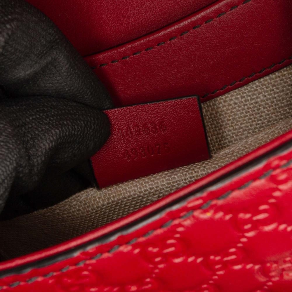 Gucci B Gucci Red Calf Leather Mini Microguccissima Emily Crossbody Italy