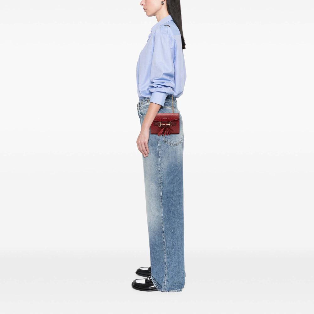 Gucci B Gucci Red Calf Leather Mini Microguccissima Emily Crossbody Italy