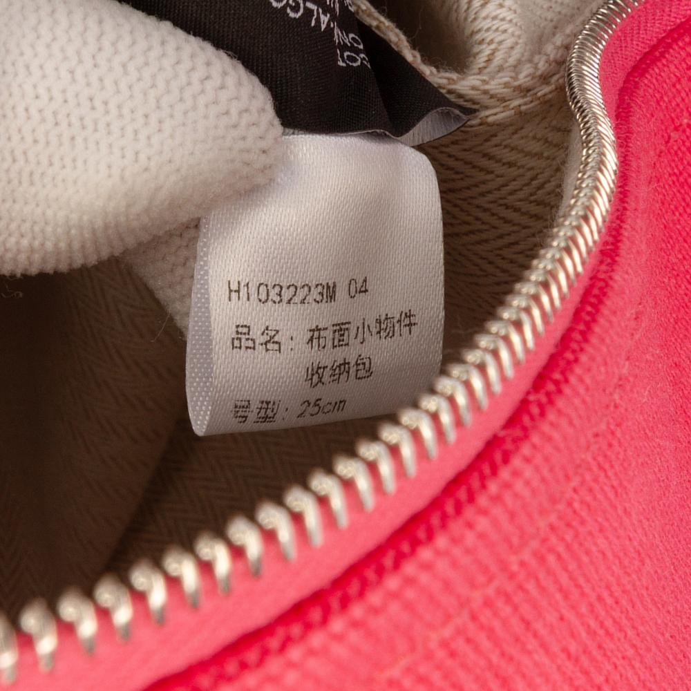 Hermès AB Hermès Pink Hot Pink with Red Dark Red Canvas Fabric Large Toile Bride A Brac Case France