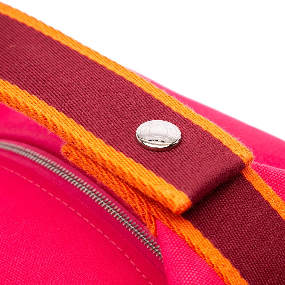 Hermès AB Hermès Pink Hot Pink with Red Dark Red Canvas Fabric Large Toile Bride A Brac Case France